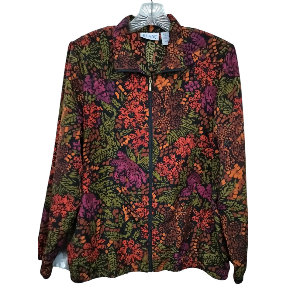 3221) Vtg Blair Multicolor Full Zip Long Sleeve Windbreaker Jacket Size Medium
